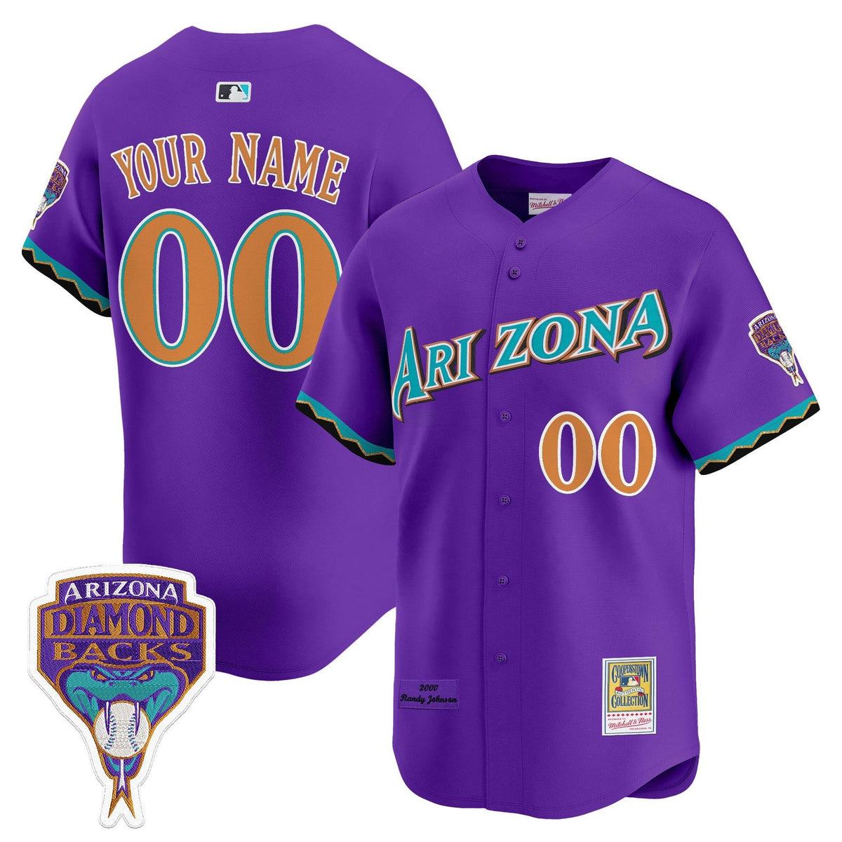 MLB Arizona Randy Johnson Patch 2000 Cooperstown Throwback Jersey - Custom