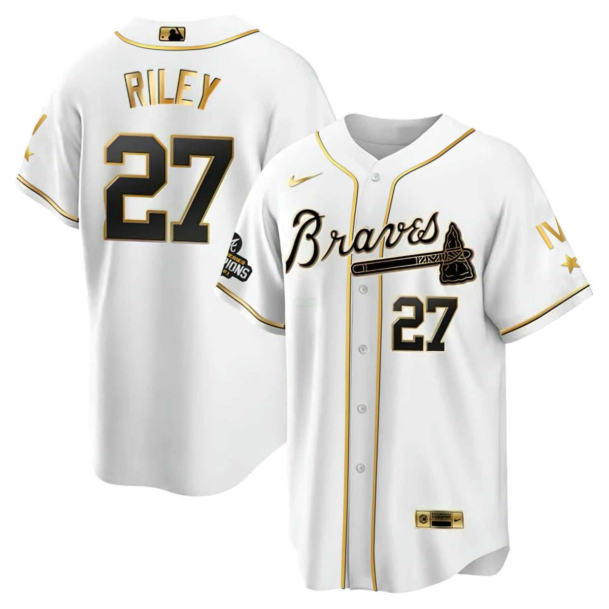 MLB Atlanta 4x World Series White Gold Jersey Collection