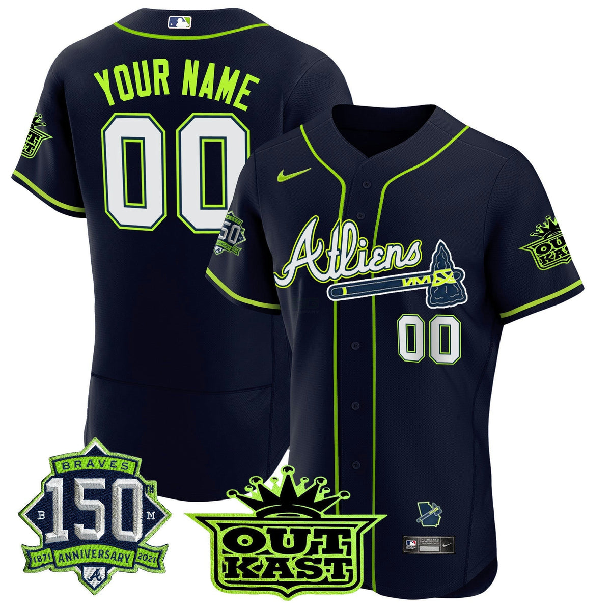 MLB Atlanta Atliens 150th Anniversary Patch Flex Base Jersey