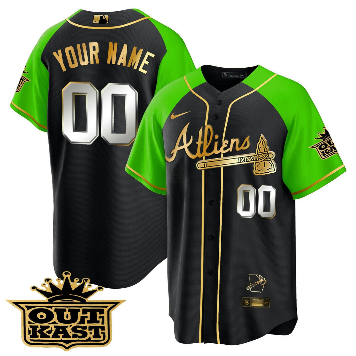 MLB Atlanta Atliens Gold Alternate Cool Base Jersey