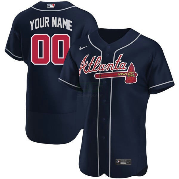 MLB Atlanta Custom Navy Jersey - Navy Blue
