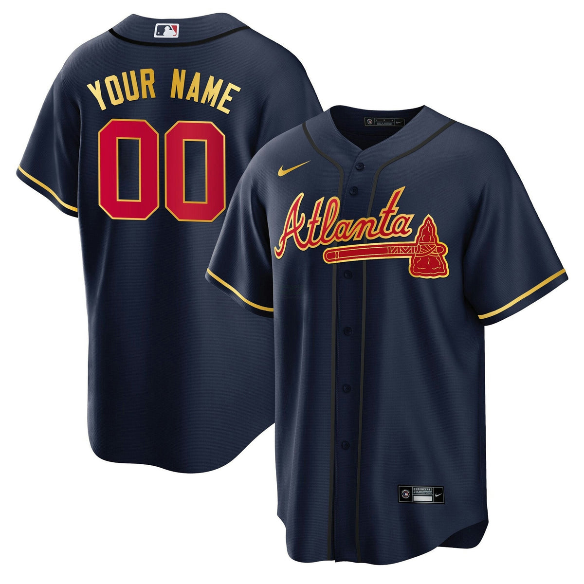 MLB Atlanta Gold Trim Jersey