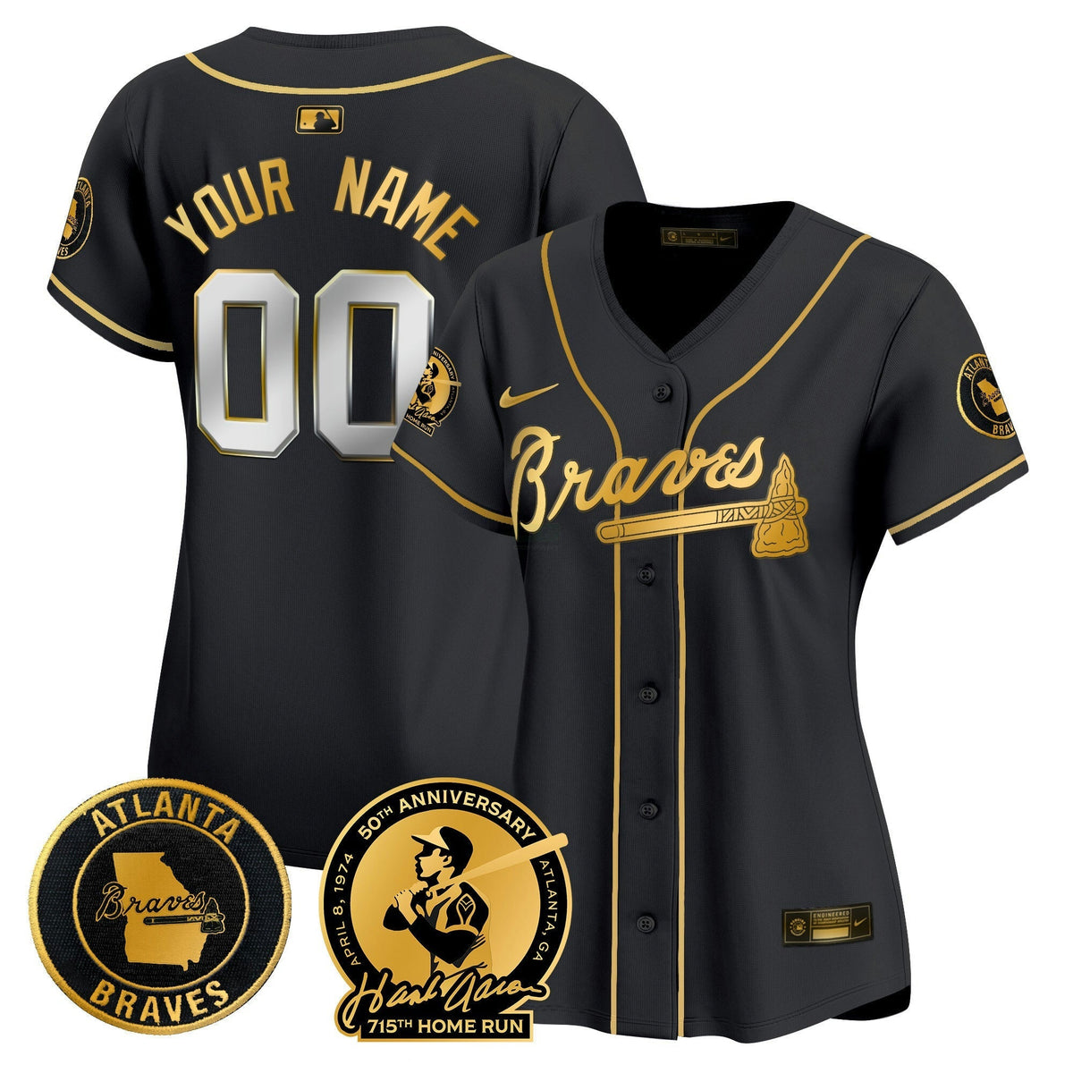 MLB Atlanta Hank Aaron 715th Home Run Patch Vapor Premier Limited Jersey