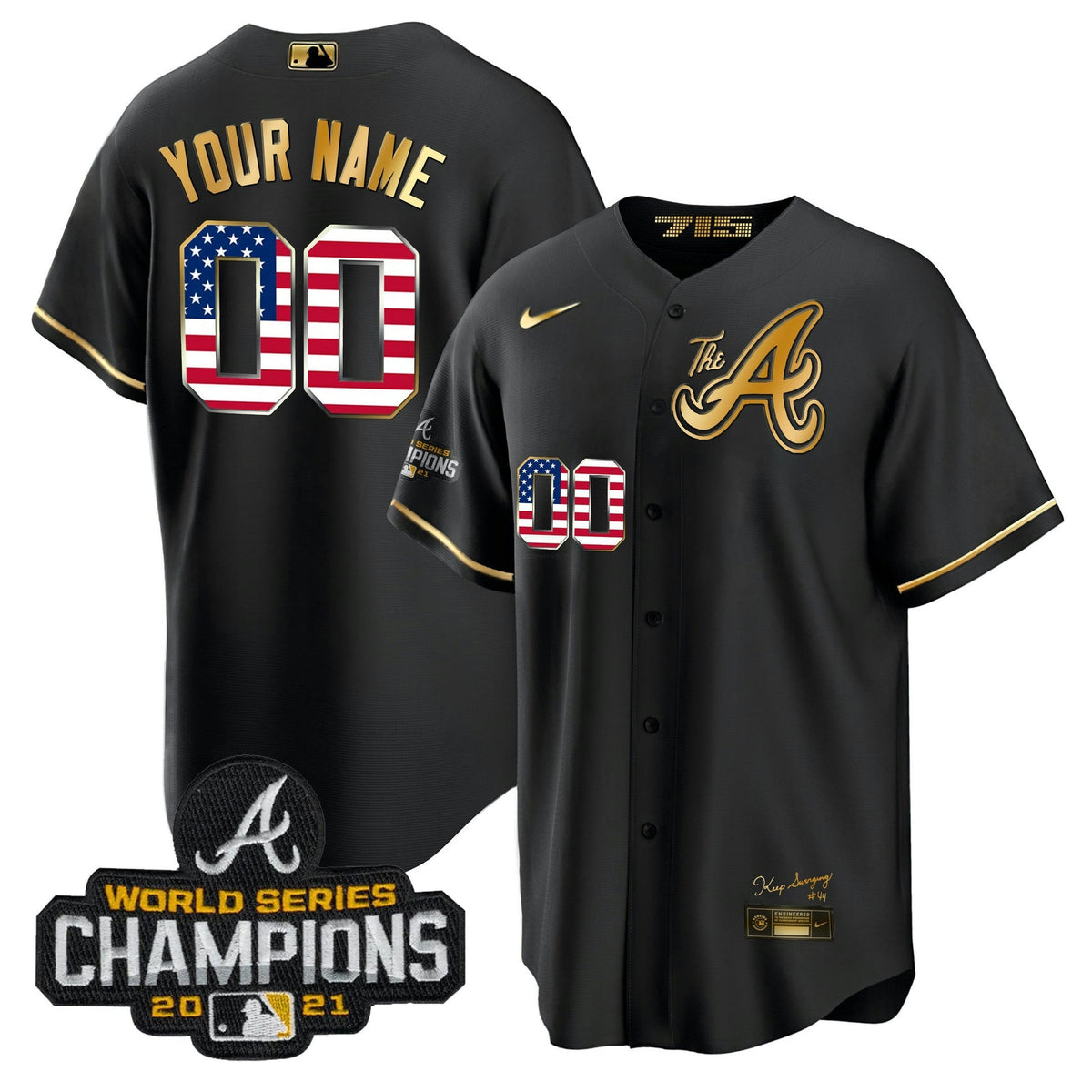 MLB Atlanta The A Gold Flag Jersey