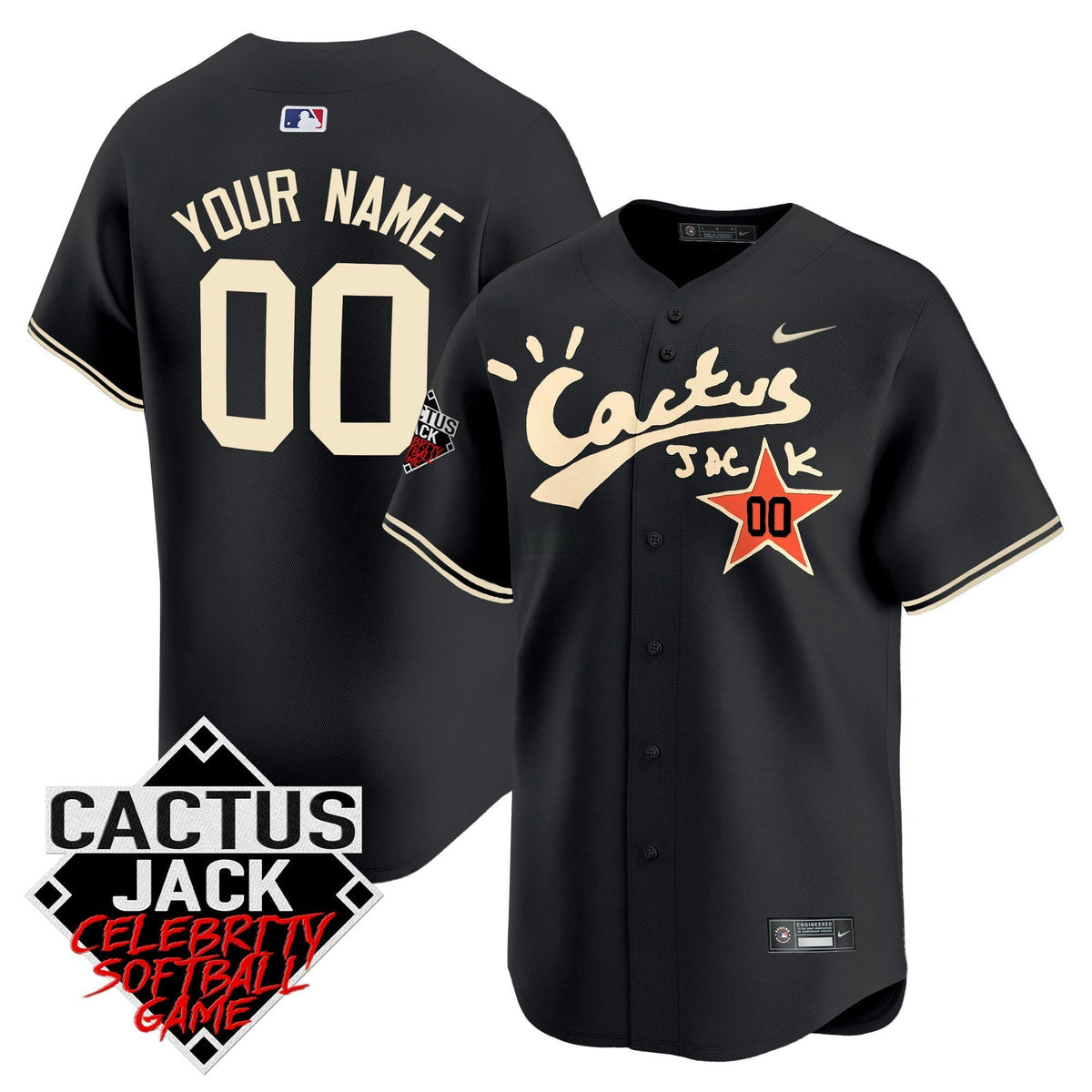 MLB Cactus Jack Celebrity Softball Game Patch Vapor Premier Limited Jersey V2 – Stitched