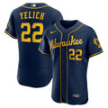 MLB Christian Yelich Milwaukee Navy Jersey - Flex Base