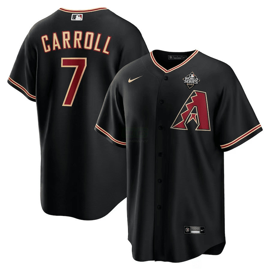 MLB Corbin Carroll Arizona 2023 World Series Patch Cool Base Jersey – Black - Corbin Carroll