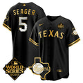 MLB Corey Seager Texas 2023 World Series & Texas State Patch Gold Jersey