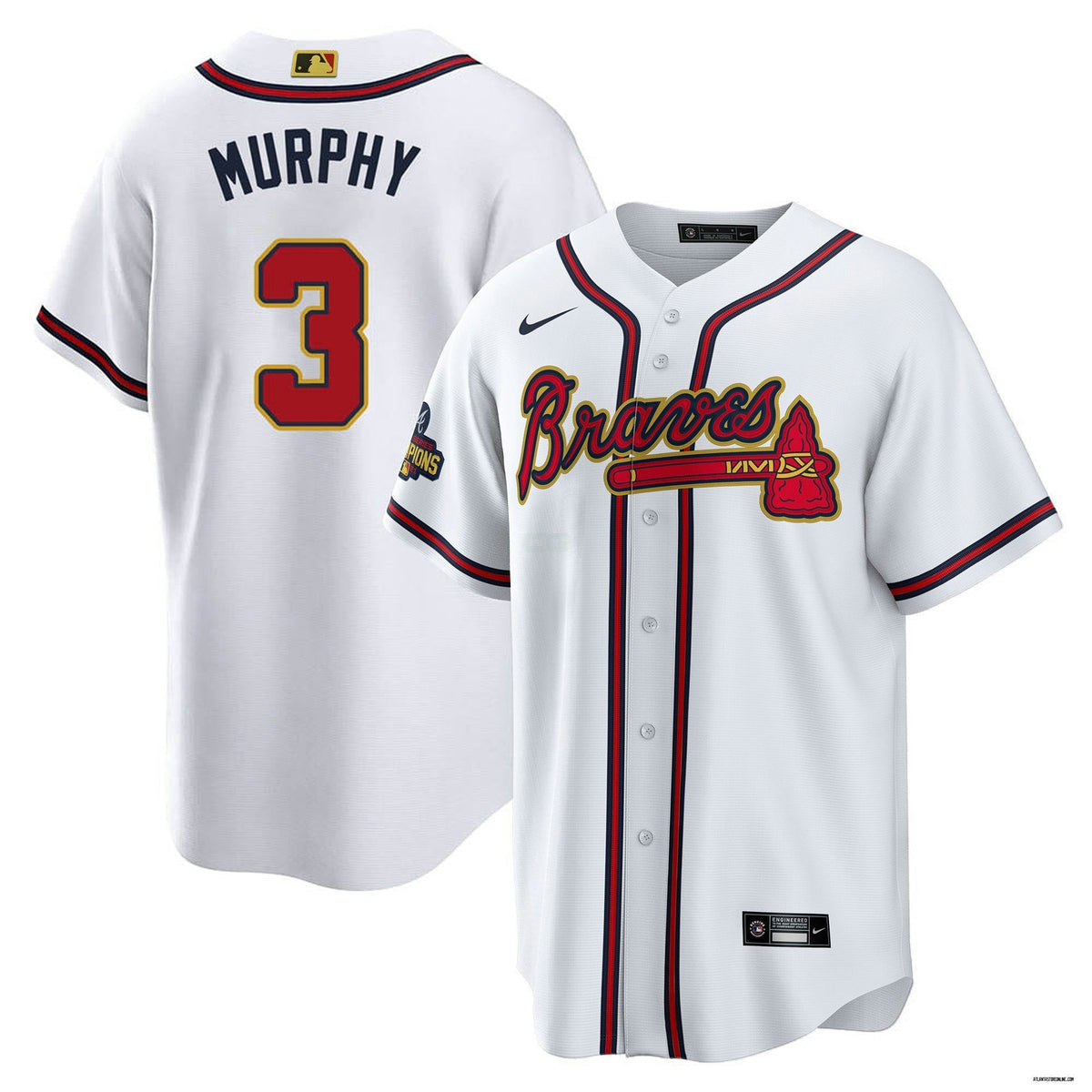 MLB Dale Murphy Atlanta 2022 World Champions Gold Trim Jersey - White