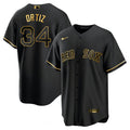 MLB David Ortiz Boston Black & White Gold Jersey