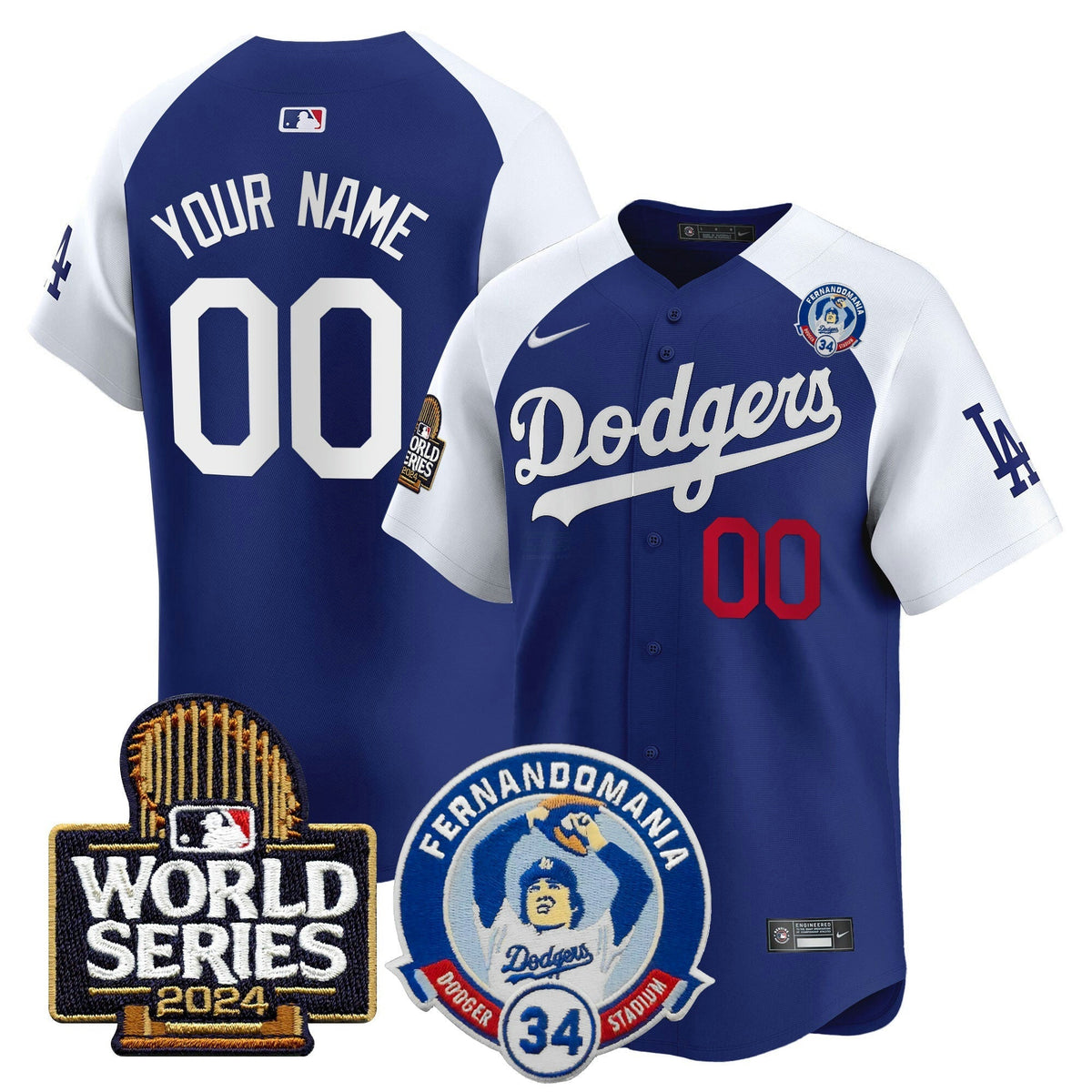 MLB Fernando Valenzuela & 2024 World Series Patch Vapor Premier Limited Jersey V3