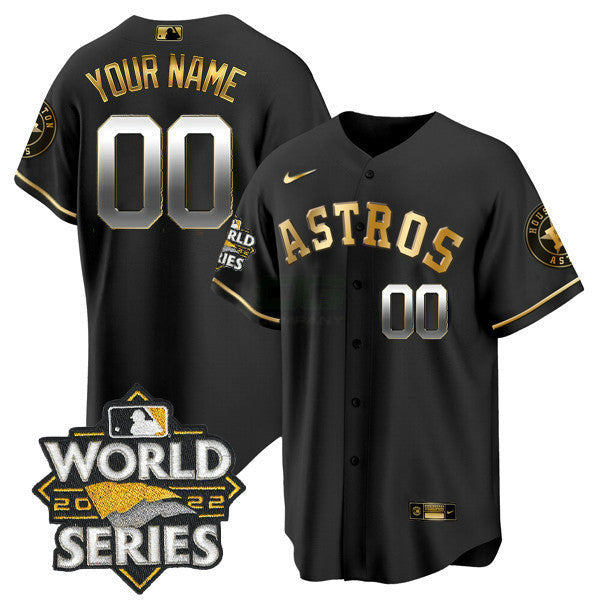 MLB Houston 2022 World Series Black Gold Custom Name And Number Jersey