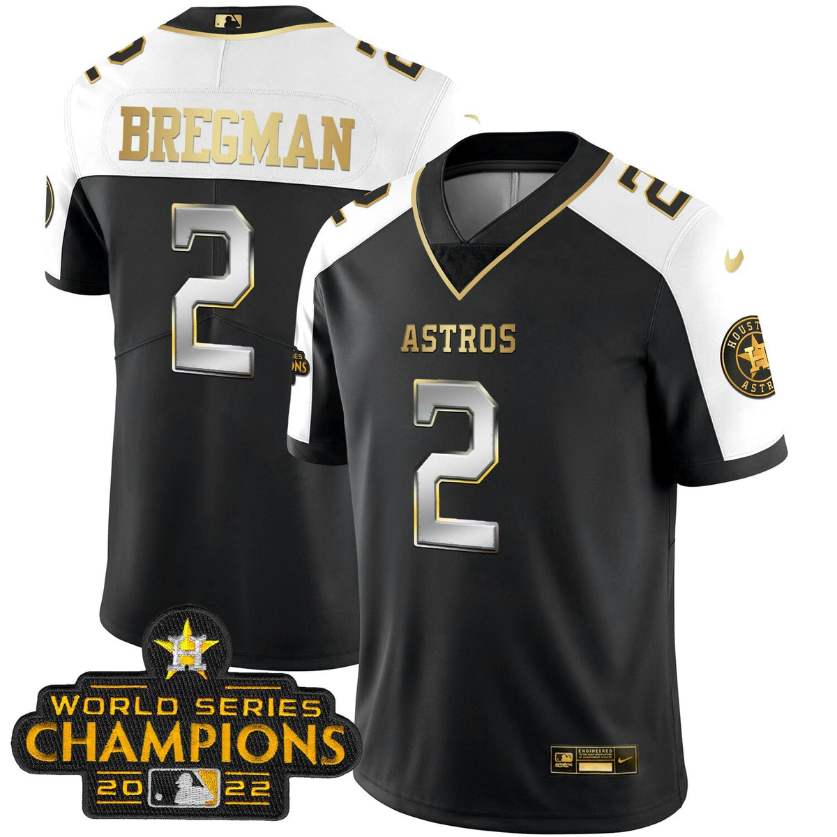 MLB Houston 2023 Champions Patch Vapor Gold Jersey