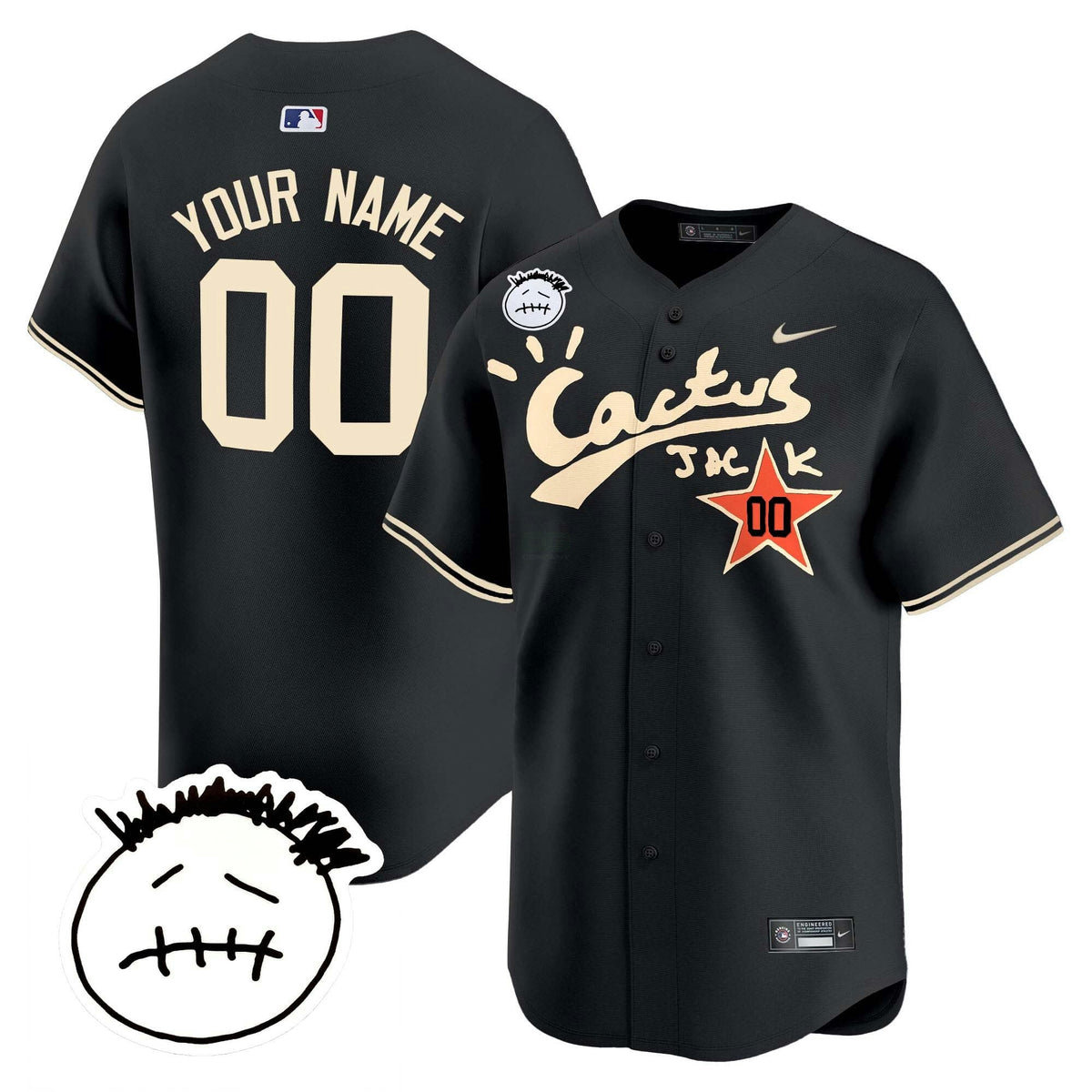 MLB Houston Cactus Jack Patch Vapor Premier Limited Jersey V5 – Stitched