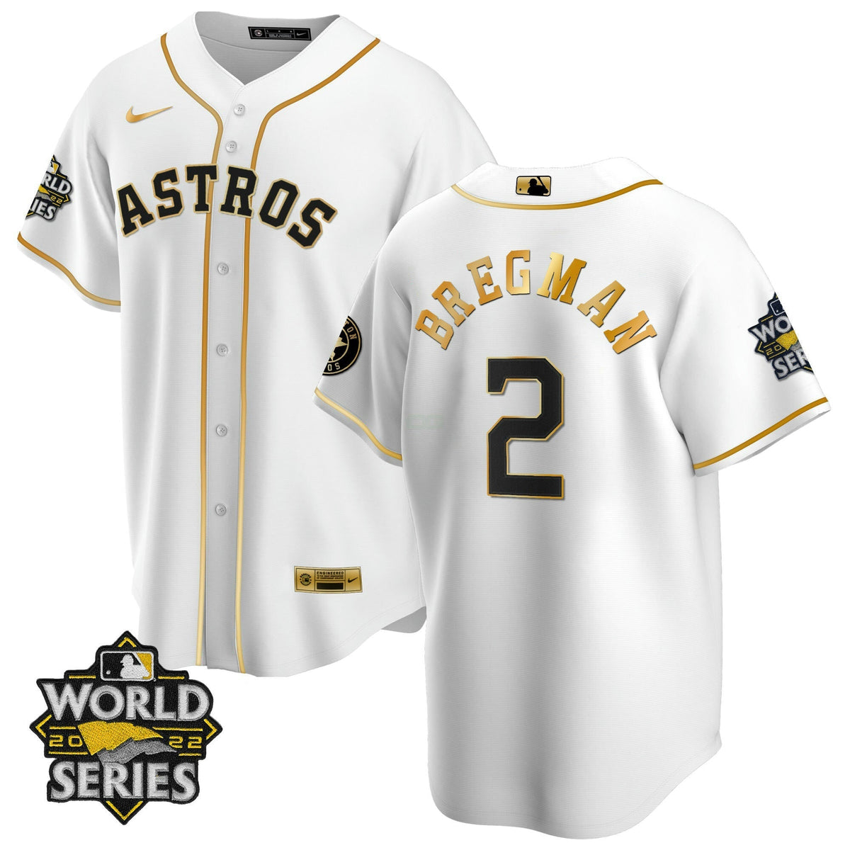 MLB Houston Cool Base White Gold 2022 World Series Jersey
