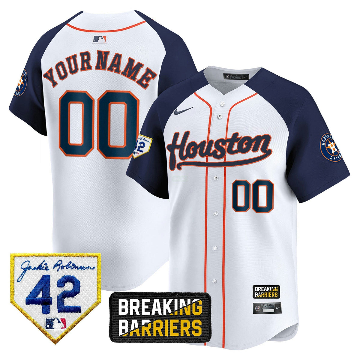 MLB Houston Jackie Robinson Breaking Barriers Patch Vapor Premier Limited Jersey