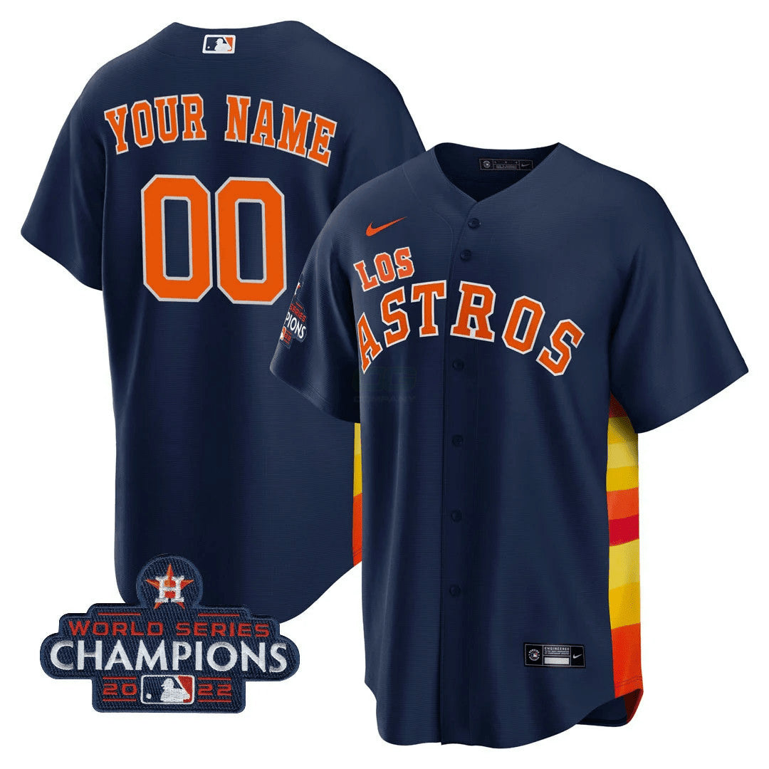 MLB Houston Astros Houston “Los ” Hispanic Heritage Champions Patch Jersey - Navy Blue
