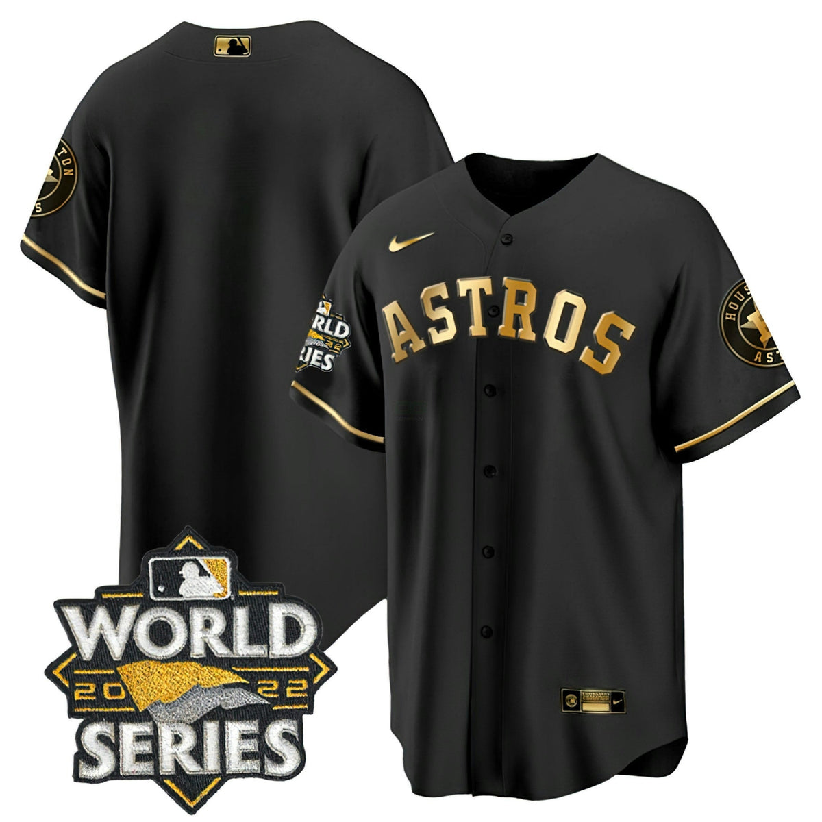 MLB Houston Black Gold & White Gold Team Jersey