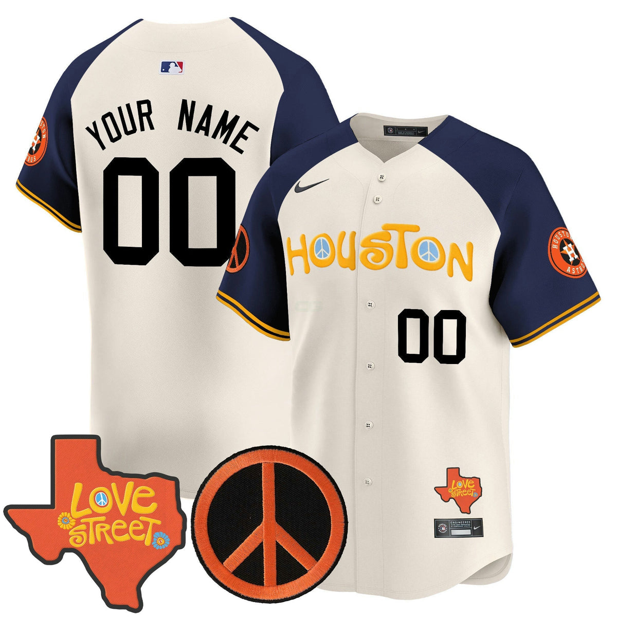 MLB Love Street & Peace Sign Patch Vapor Premier Limited Jersey V2