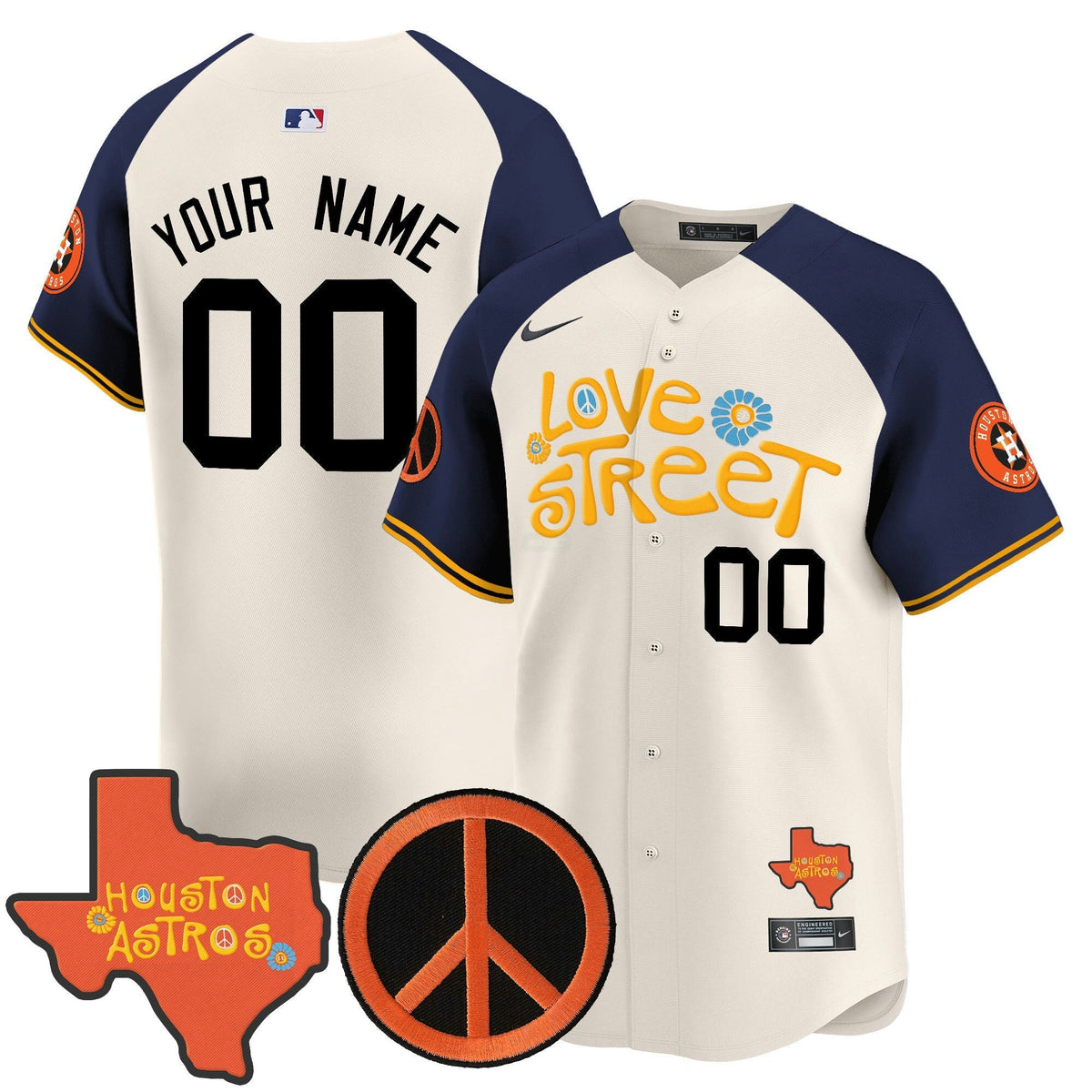 MLB Love Street & Peace Sign Patch Vapor Premier Limited Jersey V3