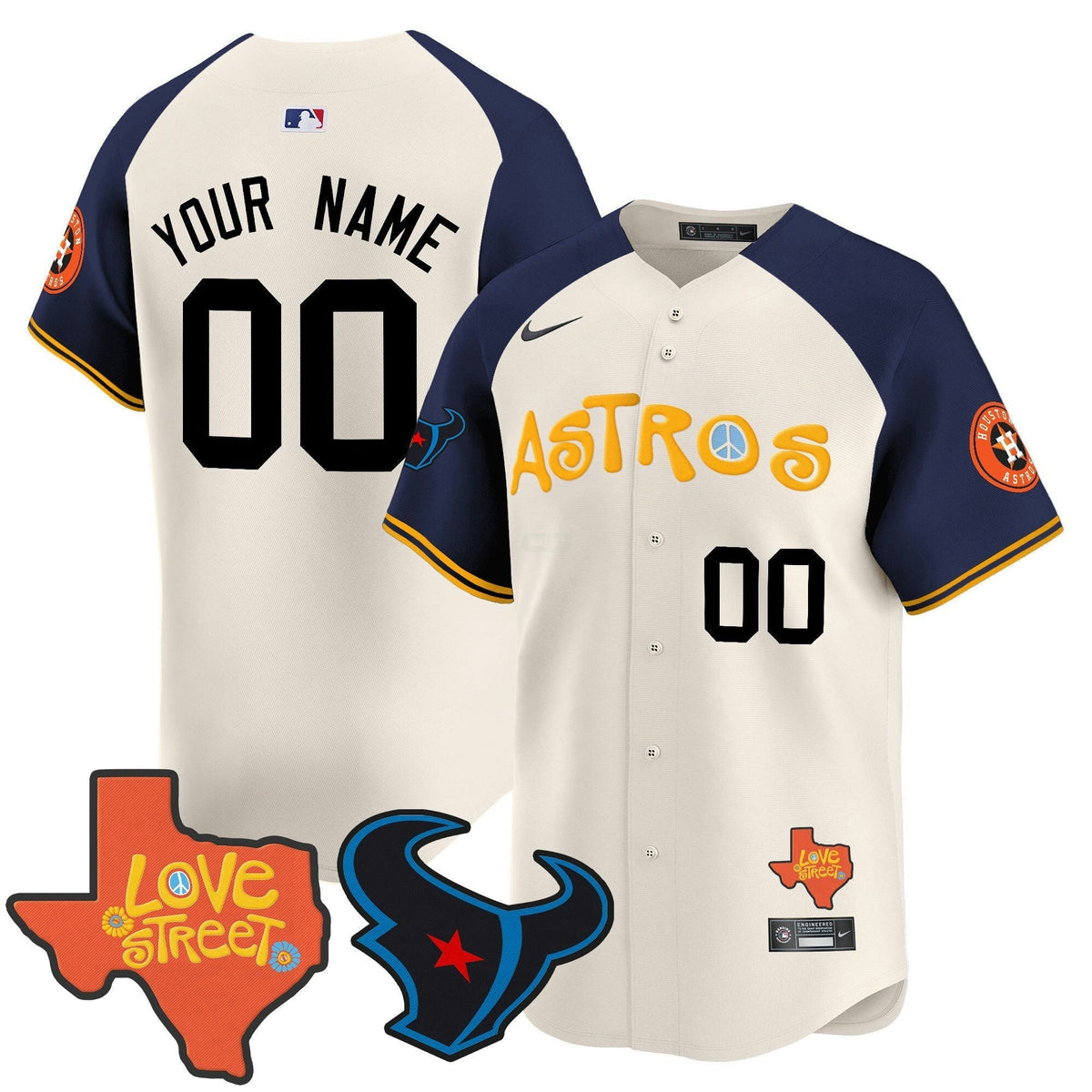 MLB Love Street & Texans Patch Vapor Premier Limited Jersey
