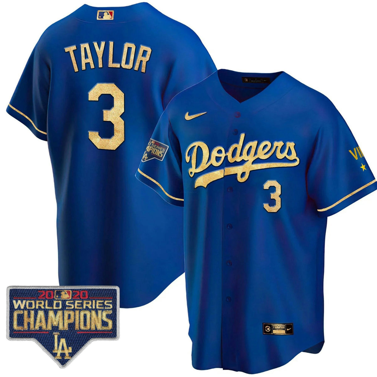 MLB Men’s 2020 World Series Champions Rush Gold Jersey