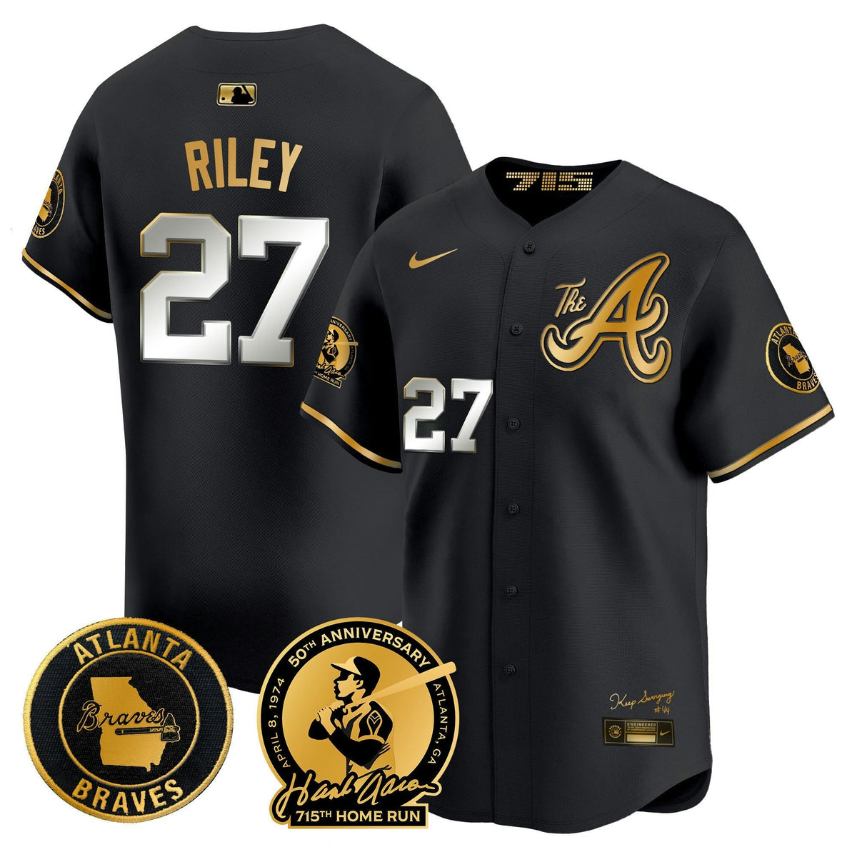MLB Men’s Atlanta Hank Aaron 715th Home Run Patch Vapor Premier Limited Jersey V2