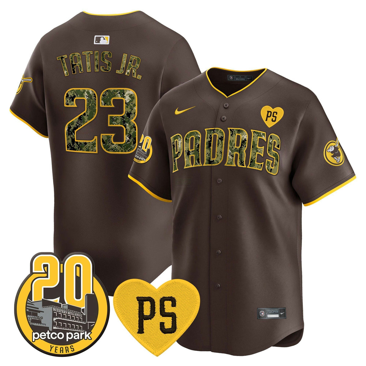 MLB Men’s “For Peter” & Petco Park 20th Patch USMC Vapor Premier Limited Jersey V2