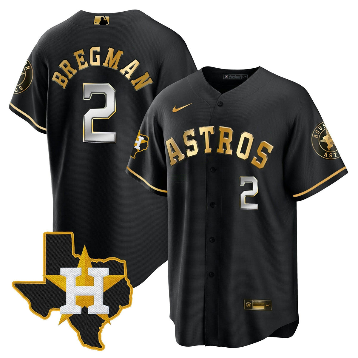 MLB Men’s Houston 2024 Gold Jersey – Texas Patch