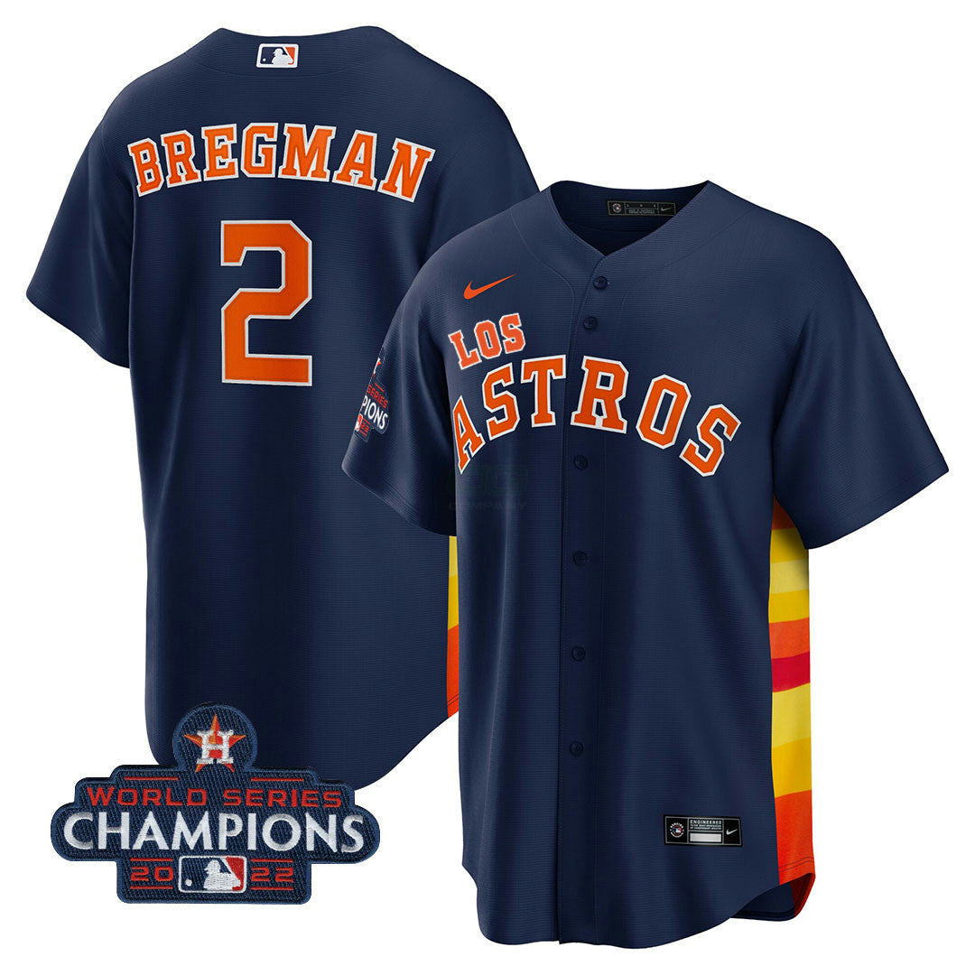 MLB Houston Astros Men’s Houston “Los ” Hispanic Heritage Champions Patch Jersey - Navy Blue