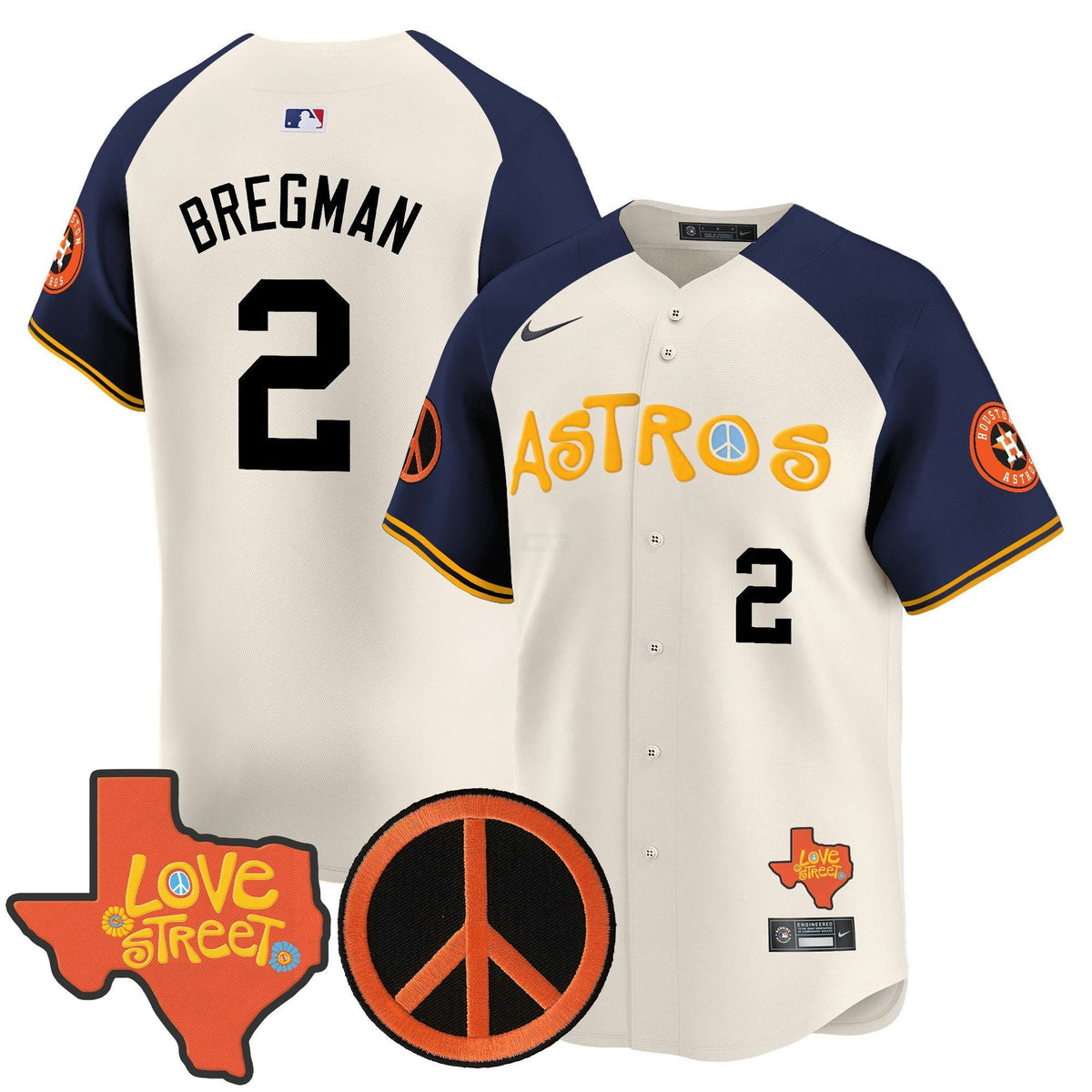 MLB Men’s Love Street & Peace Sign Patch Vapor Premier Limited Jersey