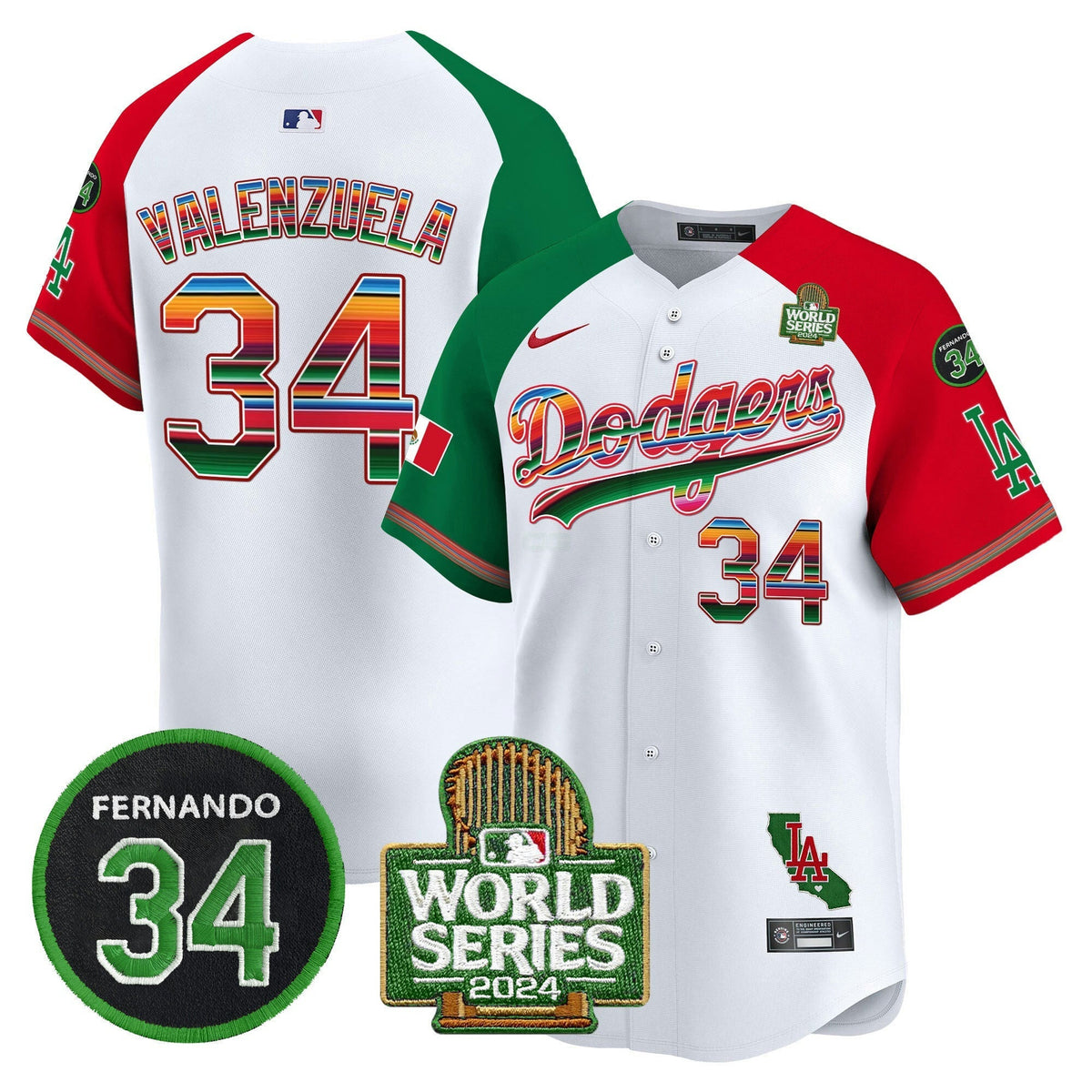 MLB Men’s Mexico Fernando Memorial & 2024 World Series Patch Vapor Premier Limited Jersey V2