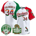 MLB Men’s Mexico Fernando Valenzuela & 2024 World Series Patch Vapor Premier Limited Jersey
