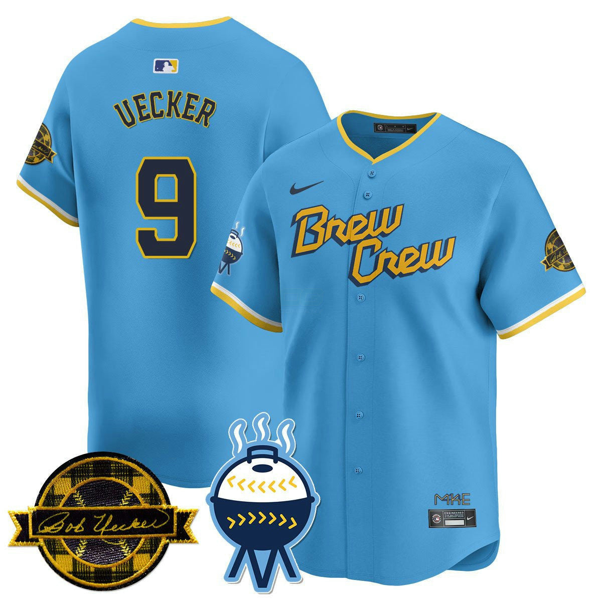 MLB Men’s Milwaukee Bob Uecker Patch Vapor Limited Jersey