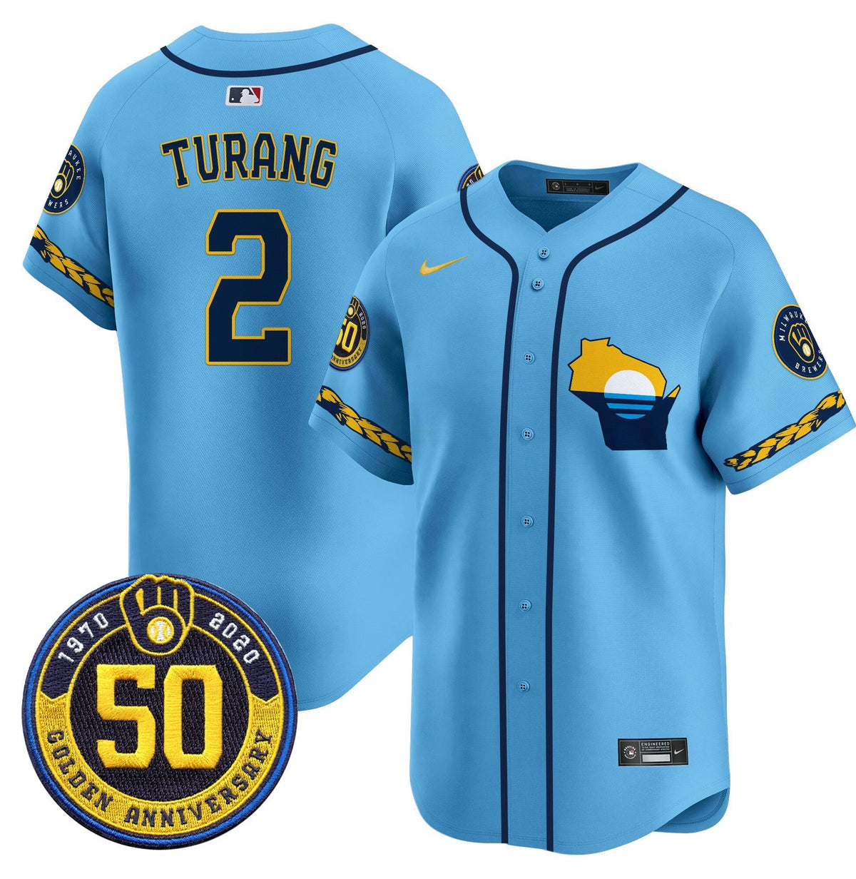 MLB Men’s Milwaukee Golden 50th Anniversary Patch Vapor Premier Limited Jersey