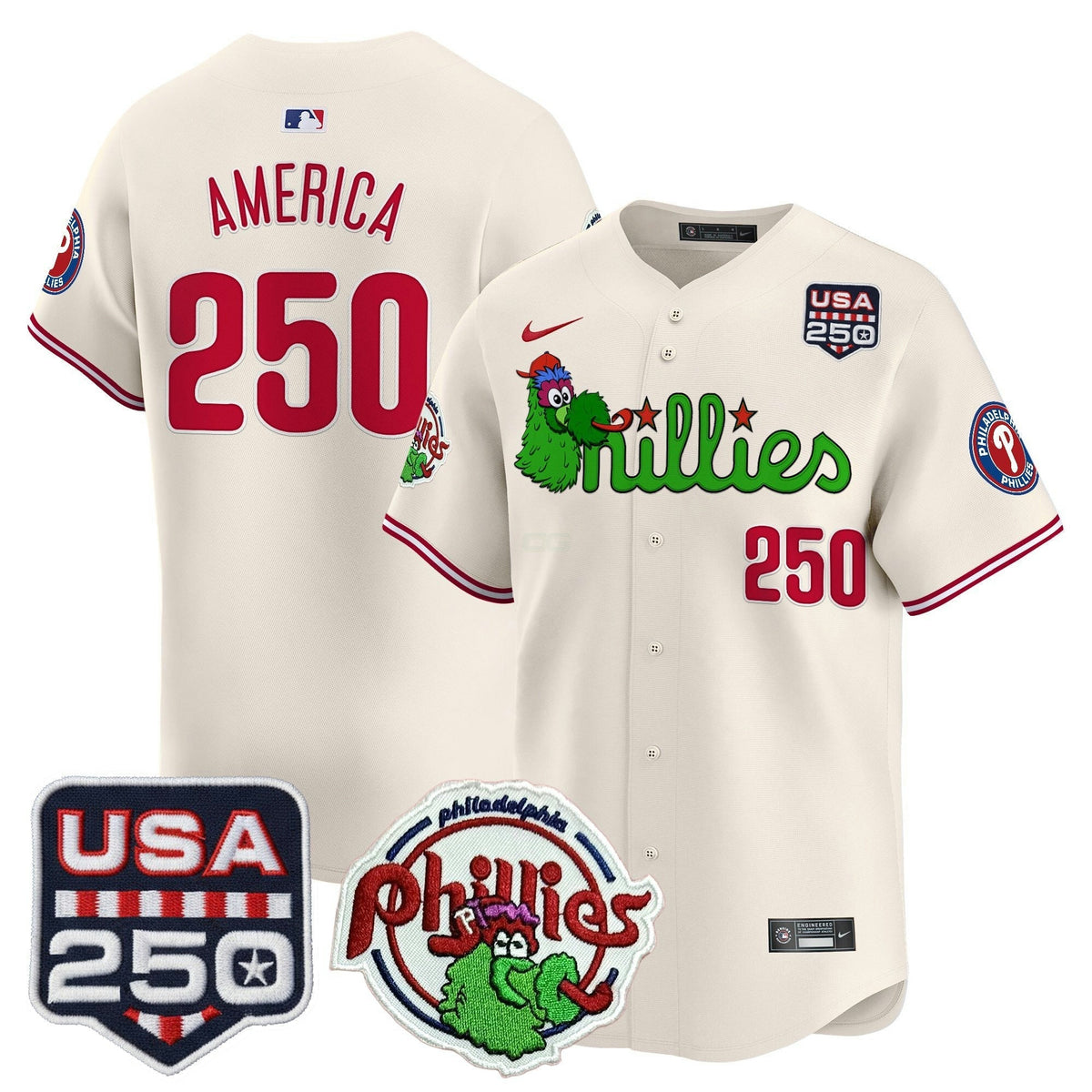 MLB Men’s Philadelphia Phanatic & 250America Patch Vapor Premier Limited Jersey