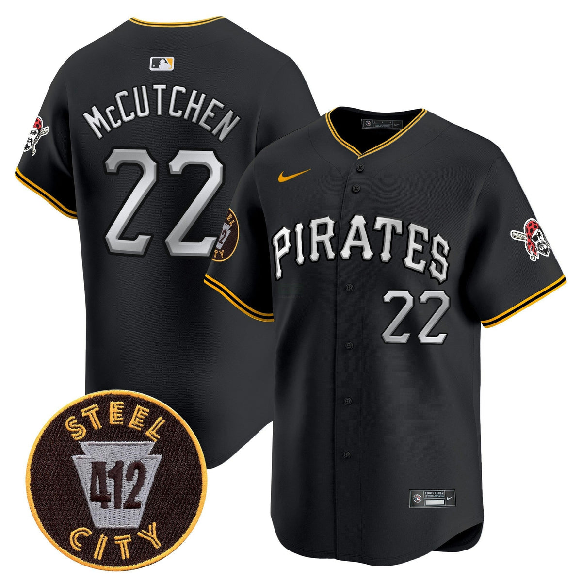 MLB Men’s Pittsburgh 412 Patch Vapor Premier Limited Jersey V6
