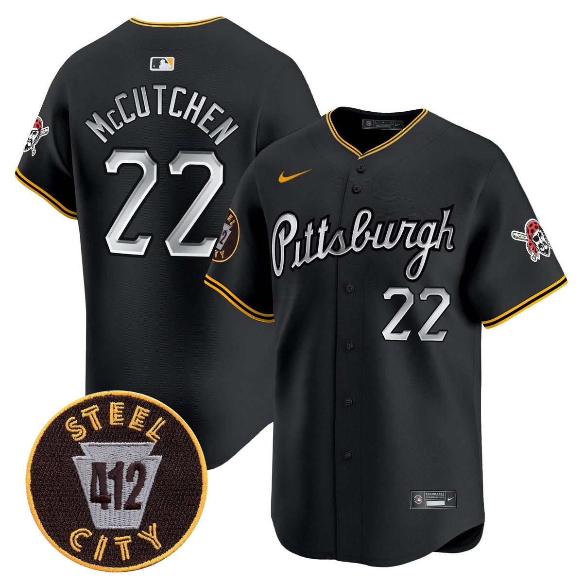 MLB Men’s Pittsburgh 412 Patch Vapor Premier Limited Jersey V7