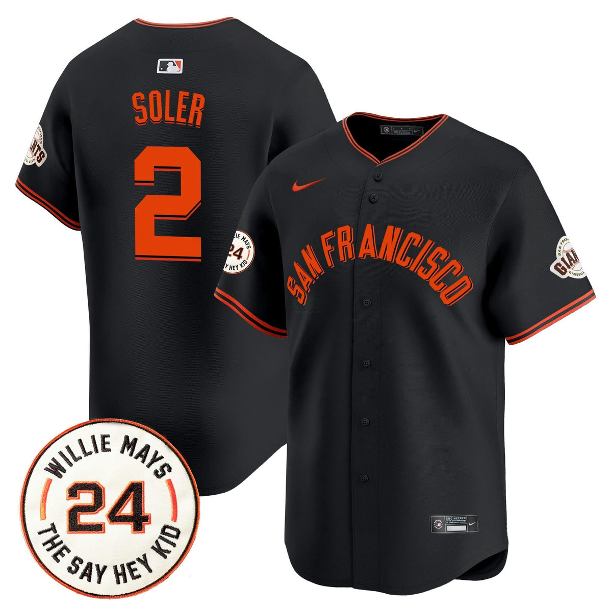 MLB Men’s San Francisco 2024 Willie Mays Patch Vapor Premier Limited Jersey V5