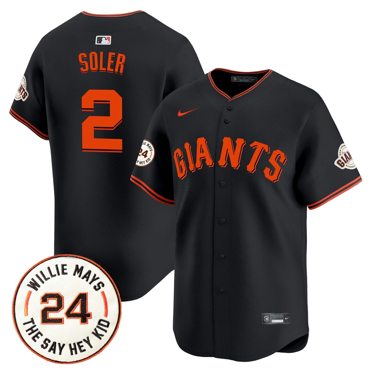 MLB Men’s San Francisco 2024 Willie Mays Patch Vapor Premier Limited Jersey V6