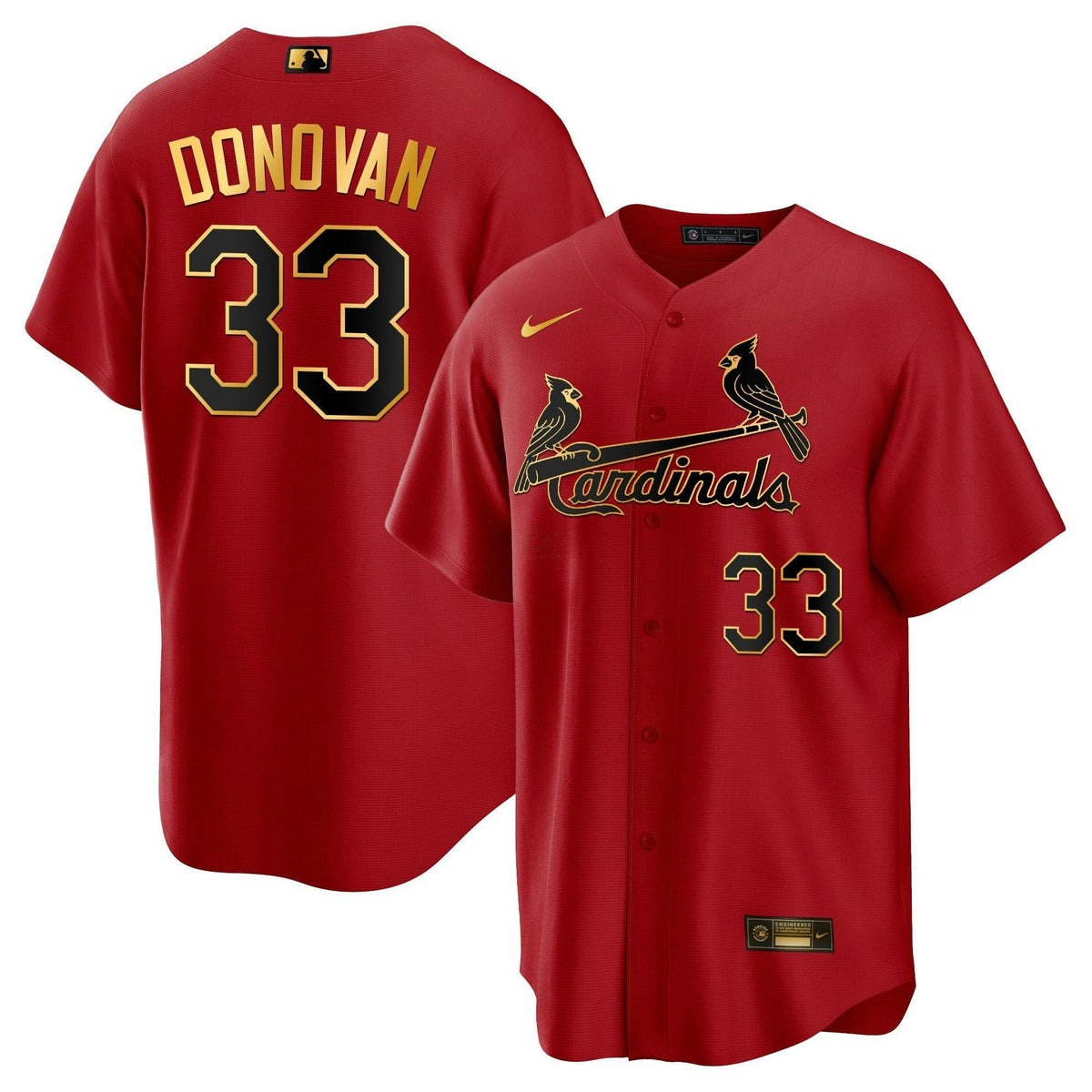 MLB Men’s St. Louis Cool Base Gold Trim Jersey