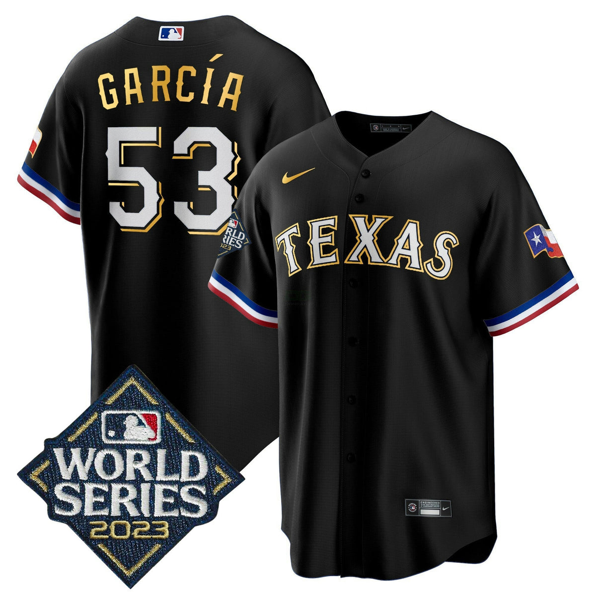 MLB Men’s Texas 2023 World Series Cool Base Gold Trim Jersey