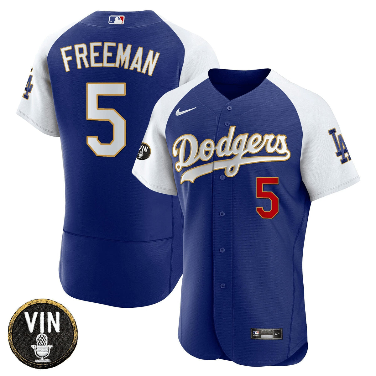 MLB Men’s Vin Scully Patch Flex Base Gold Trim Jersey V2
