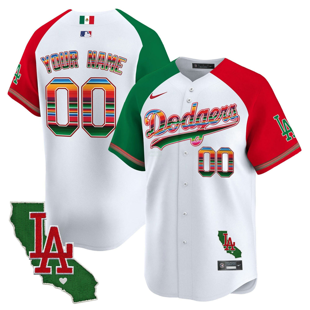 MLB Los Angeles Dodgers Mexico California Patch Vapor Premier Limited Jersey V2
