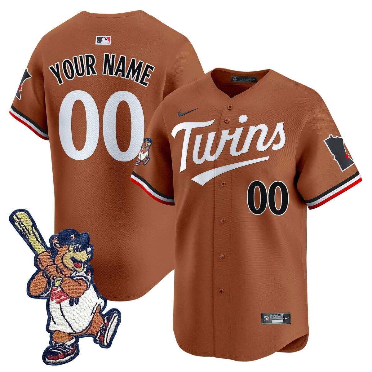 MLB Minnesota T.C. Bear Patch Vapor Premier Limited Jersey - Custom