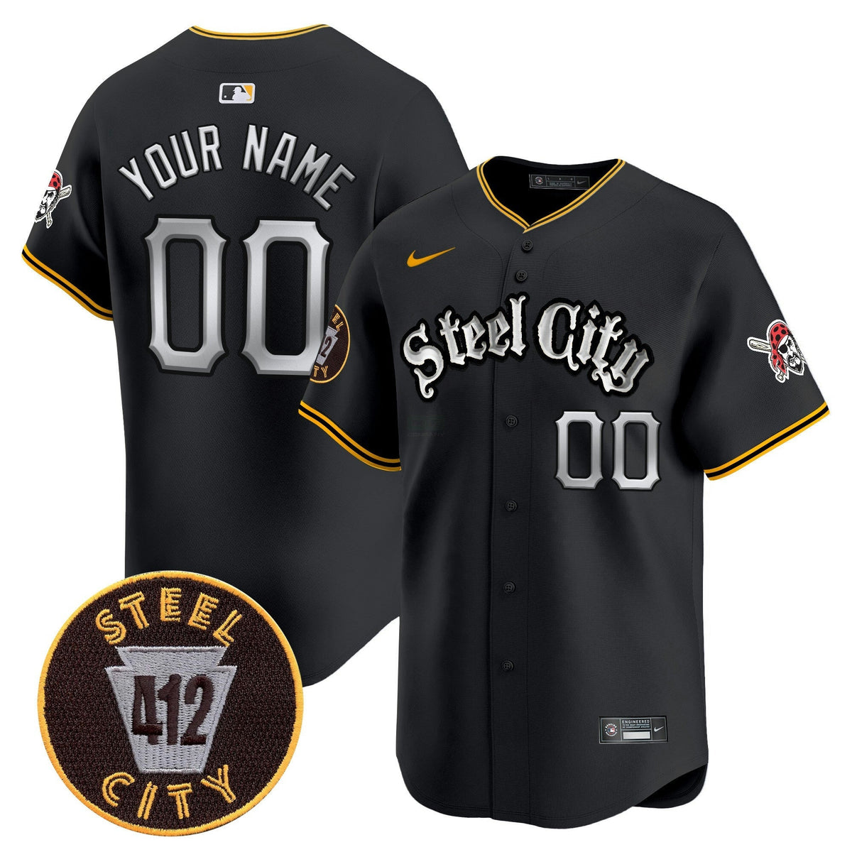 MLB Pittsburgh 412 Patch Vapor Premier Limited Jersey V2