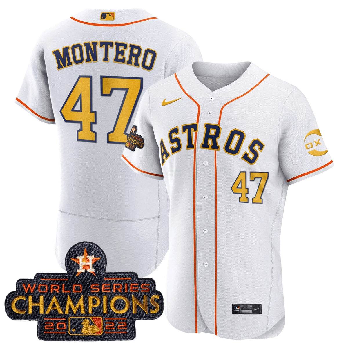 MLB Rafael Montero Houston 2022 Champions Gold Rush Flex Base Jersey - Rafael Montero