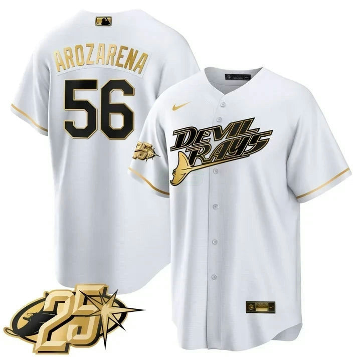 MLB Randy Arozarena Tampa Bay White Gold Jersey