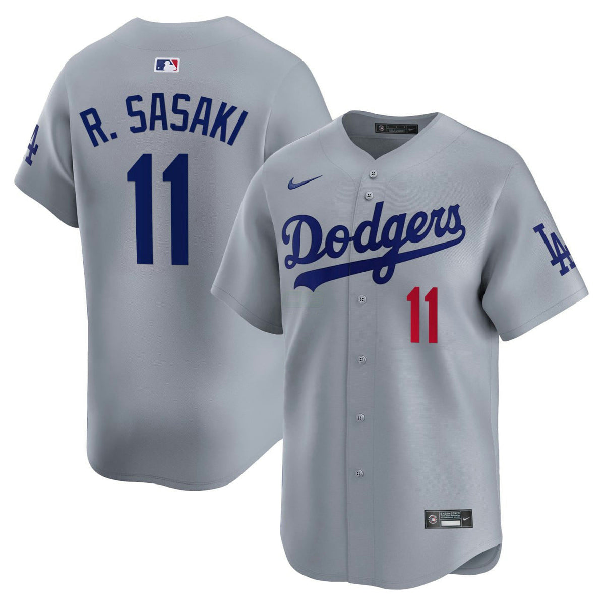 MLB Roki Sasaki Los Angeles Gray Jersey - Gray
