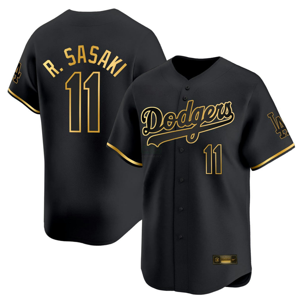 MLB Roki Sasaki Los Angeles Black Gold Jersey - Black Gold